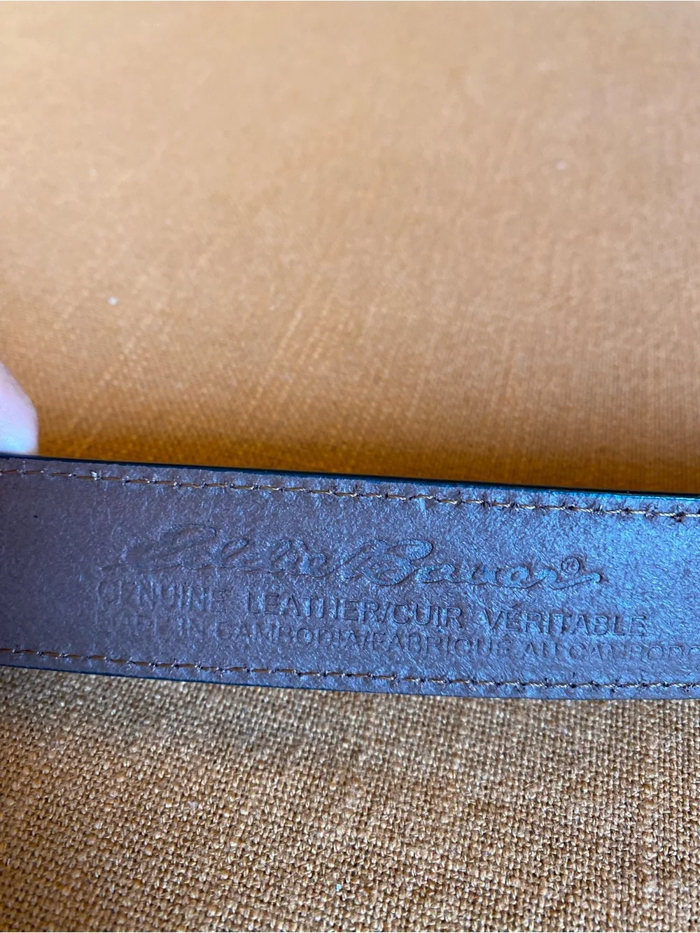 Eddie Bauer Men’s Classic Leather Cognac Featheredge Belt NWT Size 50